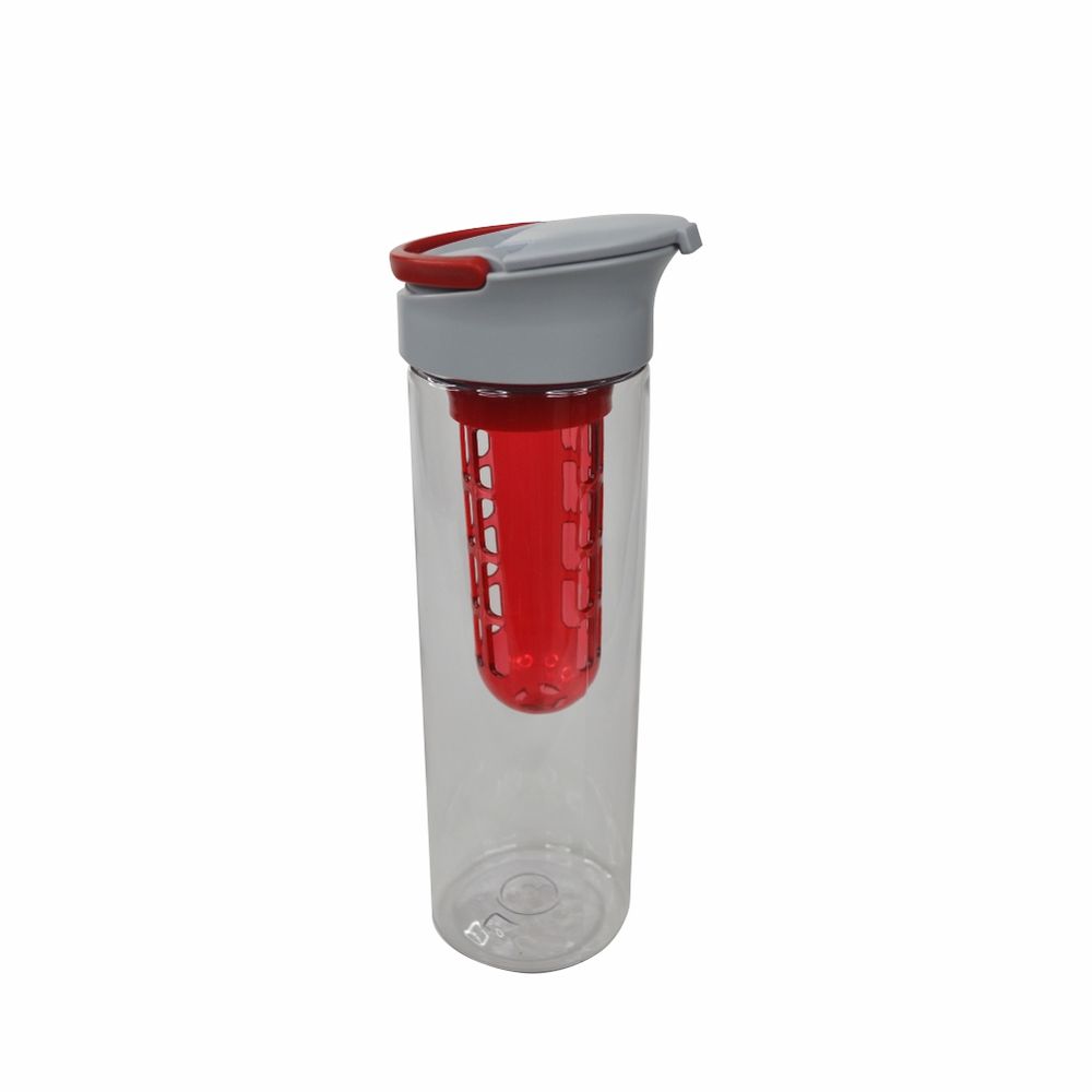 Пляшка для води Clear, тританова, 800 мл 8 х 25,2 см сірий/червоний