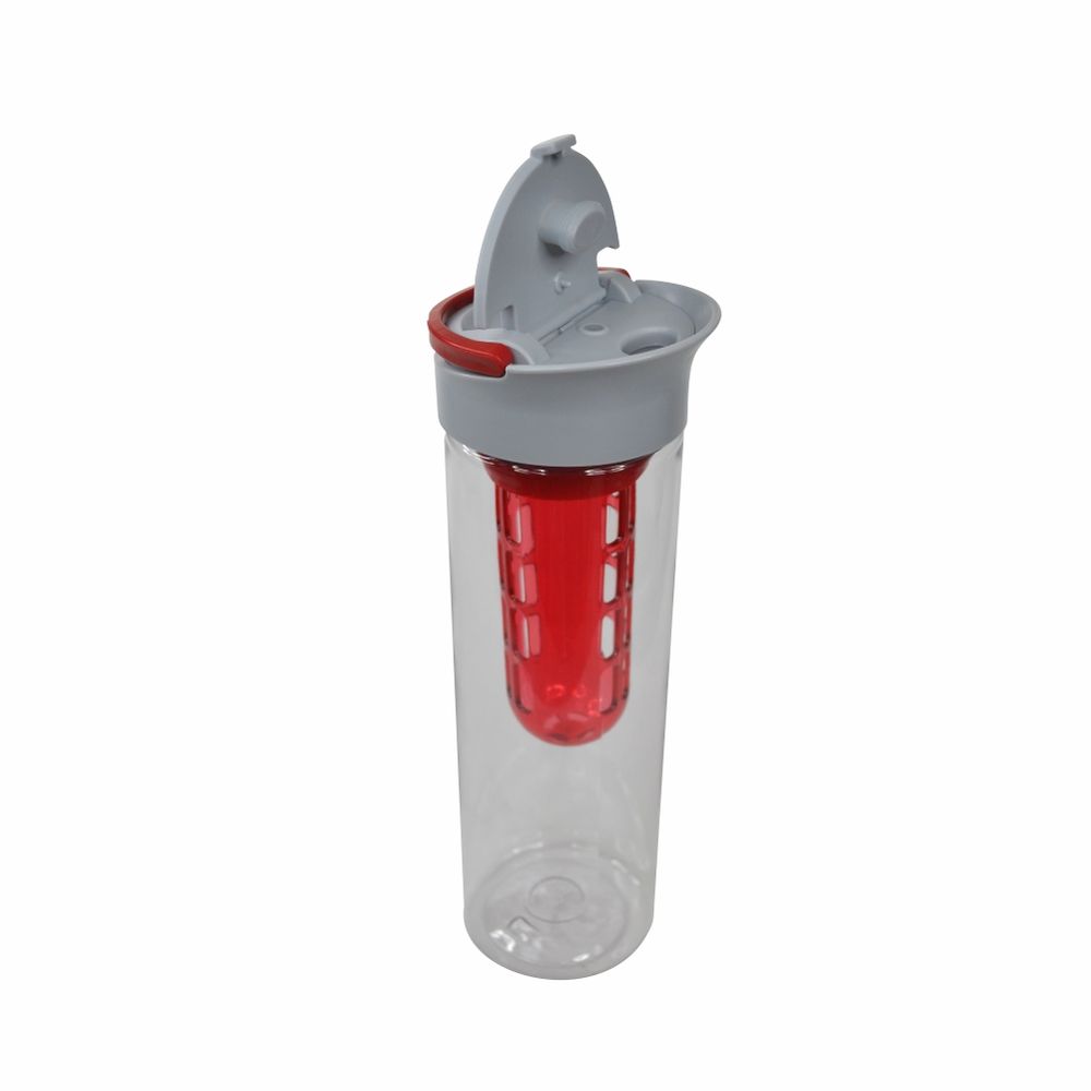 Пляшка для води Clear, тританова, 800 мл 8 х 25,2 см сірий/червоний