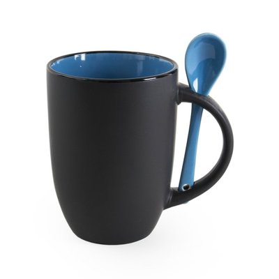 Чашка BERTINA с ложечкой 380 мл черно-синий